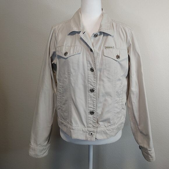 Columbia Women's Medium Khaki Denim Button Front Jacket - Picture 1 of 10